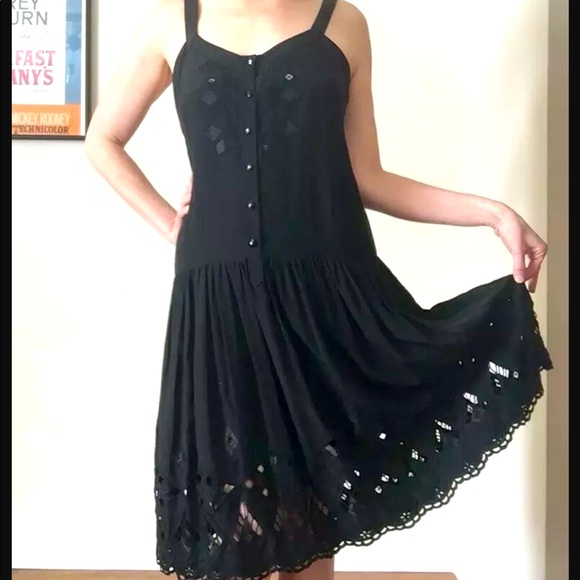 Badgley Mischka Dresses & Skirts - Badgley Mischka Couture Dress Black Pleated Silk Size 4 Sleeveless